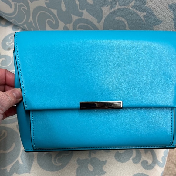Handbags - Peacock colored leather crossbody NWOT